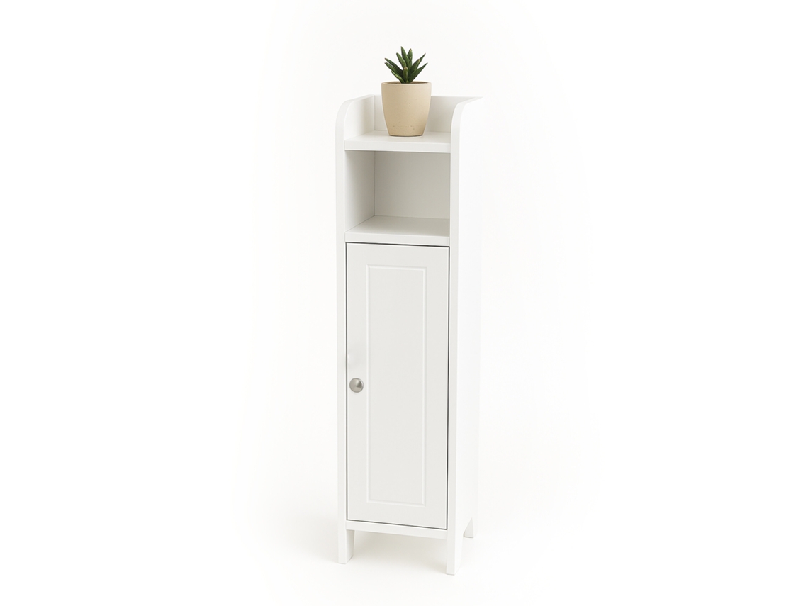Armario De Baño Relaxdays, 5 Compartimentos, 80 X 18 X 20 Cm, Cierre Magnético, Estilo Campestre, Blanco