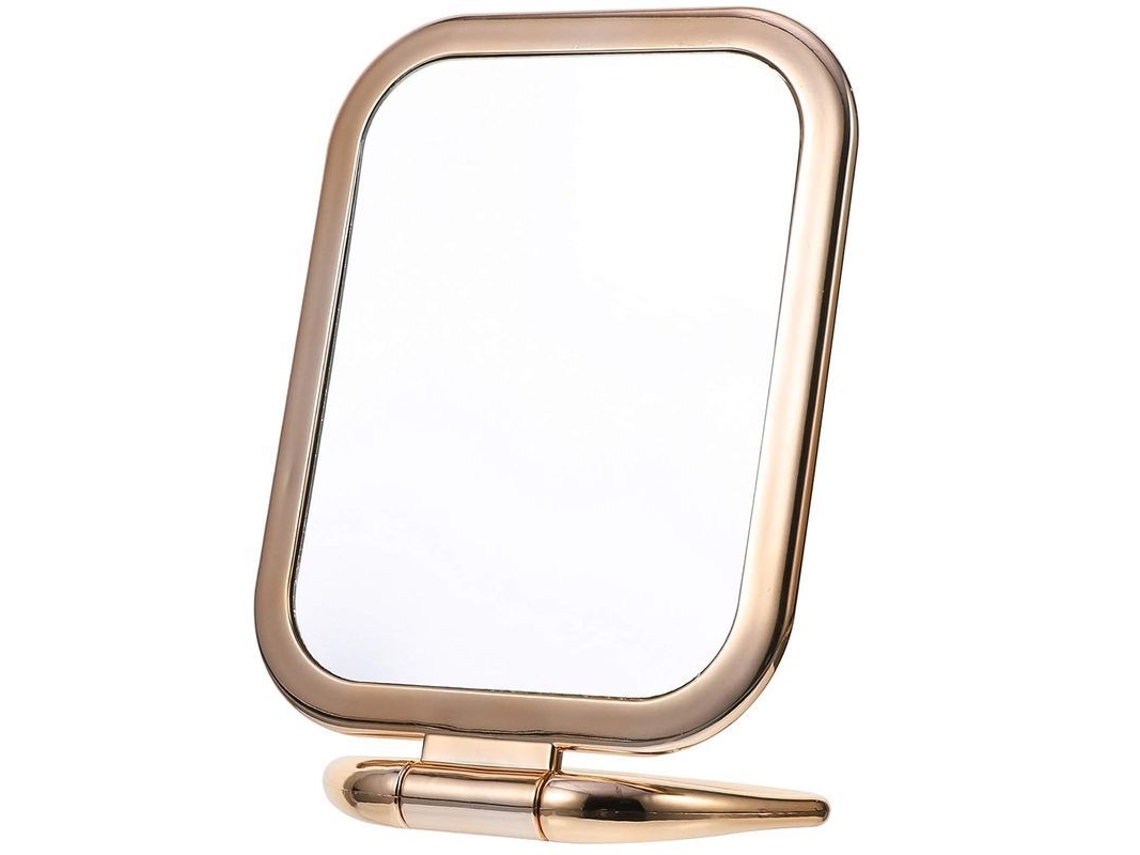 2026-espejo De Maquillaje Doble Cara Con Lupa, Espejo De Mesa Cuadrado Color Champán