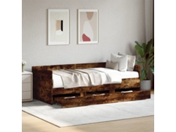 Sofá Cama Con Cajones Sin Colchón Roble Ahumado 90x190 Cm