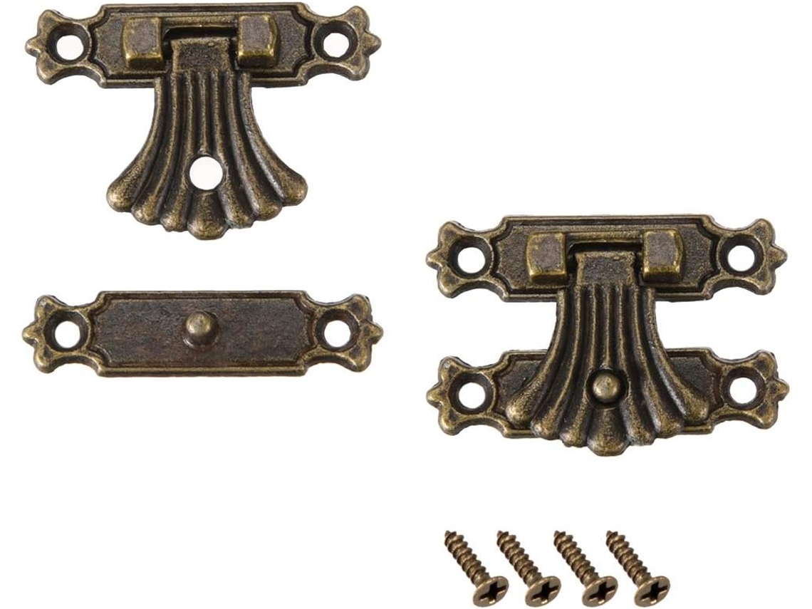 2 juegos de pestillos de madera para baúl, con cerraduras en tono bronce, 37 x 27 mm CHABERLU