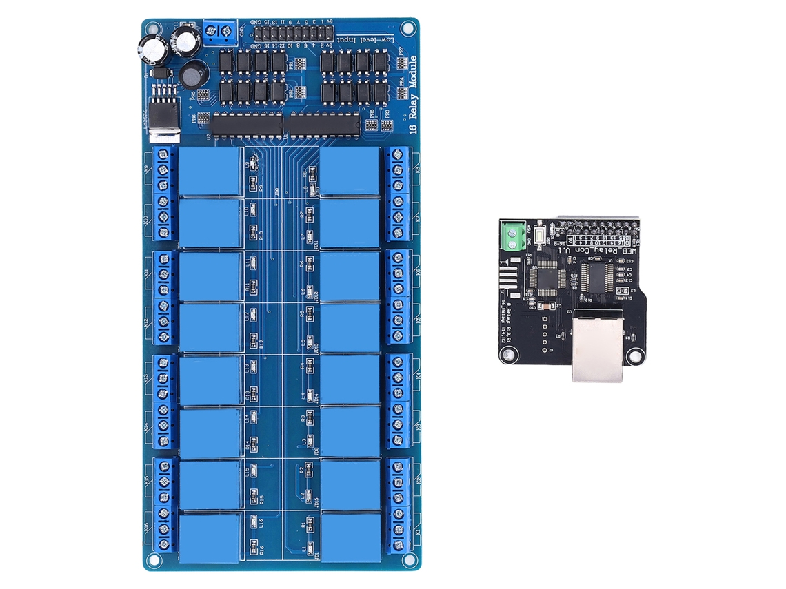 Placa Controladora Ethernet Con Módulo De Relés De 16 Canales E Interfaz De Servidor Web Rj45.
