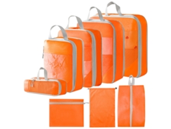 Conjunto De Bolsas Organizadoras Para Malas, Pacote Com 8 Chrui (laranja)
