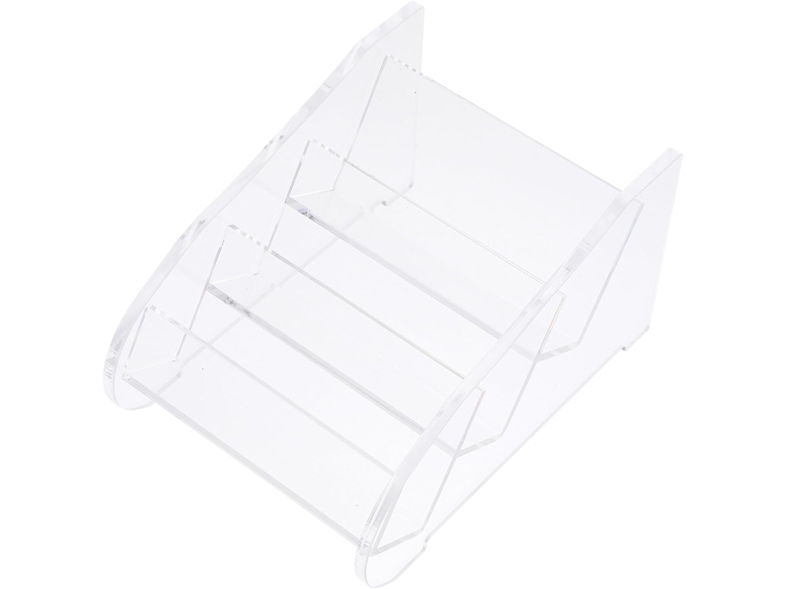 De Y 3 Tarjetero Acrílico Transparente Con Niveles Inclinados Y Soporte Ranurado, Elegante