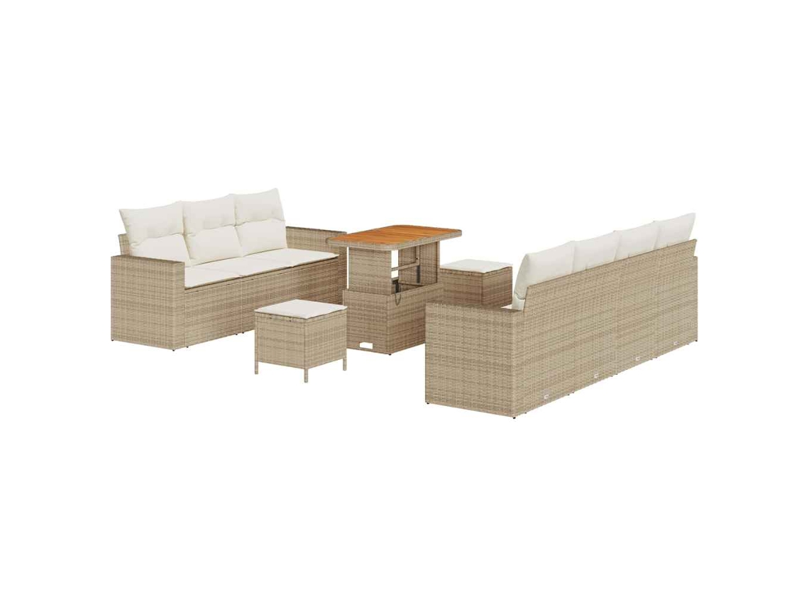 Maison Exclusive - Conjunto De Sofá De Jardín Con Cojín 10 Pcs Beige Y Crema