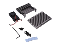 Caja De Enfriamiento De Aleación De Aluminio Con Ventilador Para Raspberry Pi 4 B Modelo Gris