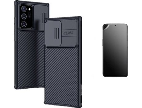 Kit Carcasa Y Protector Samsung Note 20 Ultimatte Nillkin Camshield Negro