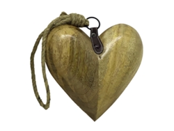 ORIGEN Home Decor Corazon De Madera Pequeño Colgantes Marrón 20x20x6cm BY SIGRIS