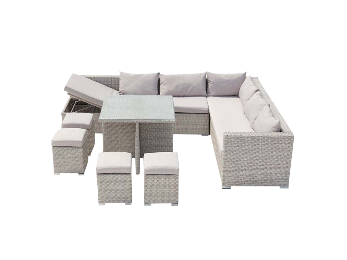 Conjunto de Jardín CONCEPT U Fidji (Gris y Blanco - Resina - 220x75x65 cm)