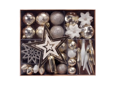 Conjunto de Bolas de Navidad ZMDECQNA Juego Adornos Colgantes Uds Colgante Estrellas Inastillables Colores Multicolor - 58un (26x24x6cm)