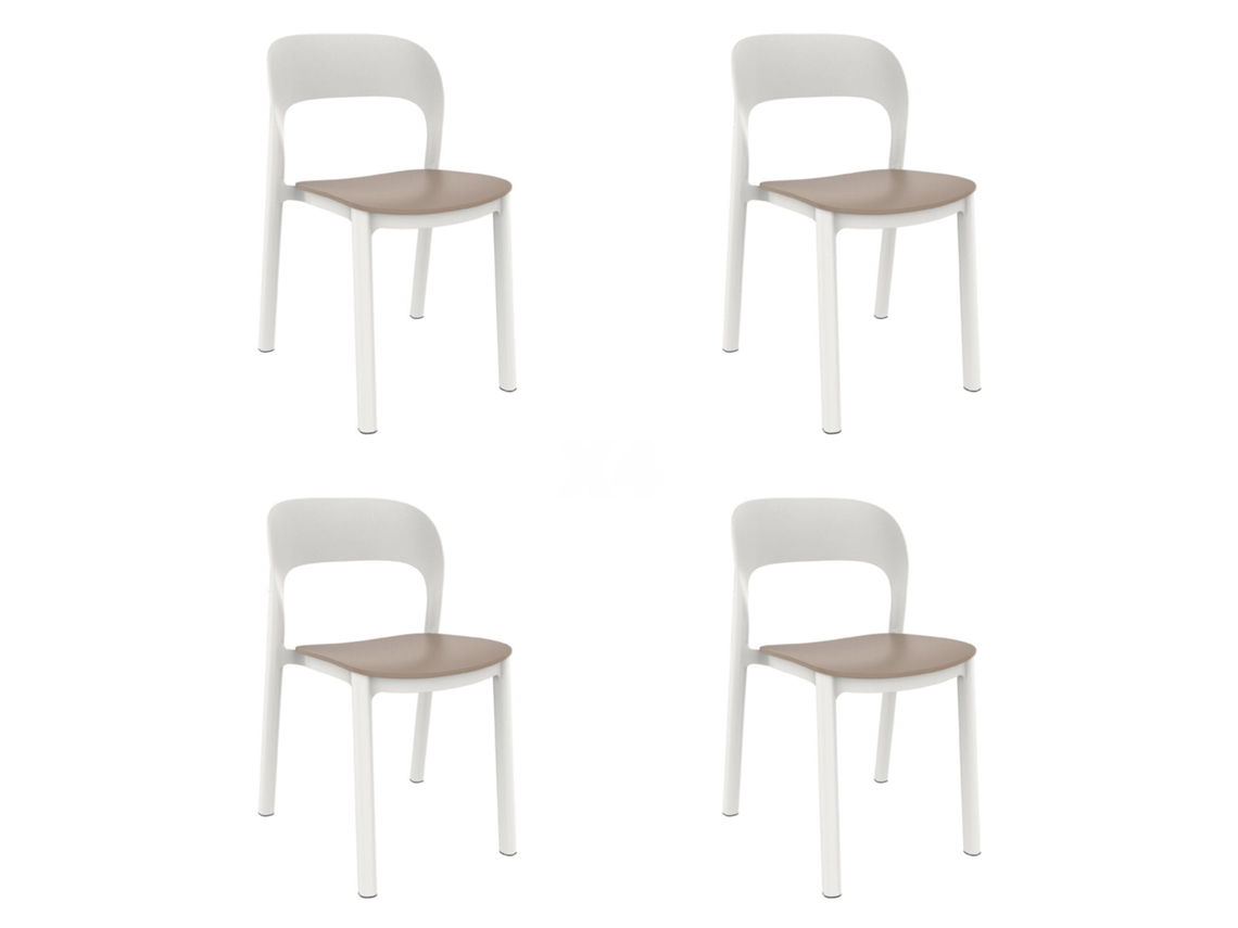 GARBAR ONA Set 4 Silla Interior Exterior Blanco - Arena