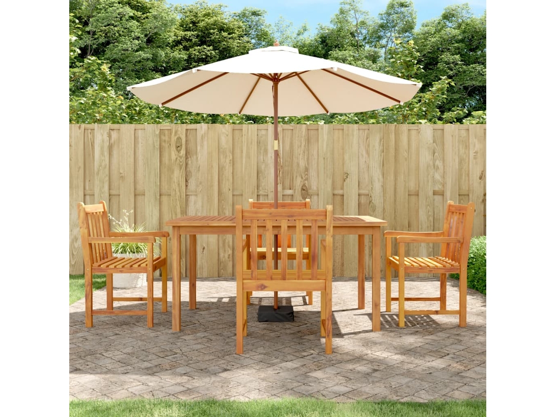 Juego de comedor de jardín de 5 piezas en madera maciza de acacia, DKD Home Decor