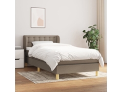 Cama Box Spring Con Colchón Tela Gris Taupe 90x200 Cm