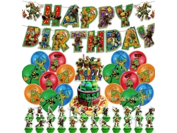Set de suministros para fiesta de cumpleaños con temática de las Tortugas Ninja Adolescentes Mutantes, pancartas, globos y decoraciones para cupcakes One Siurn