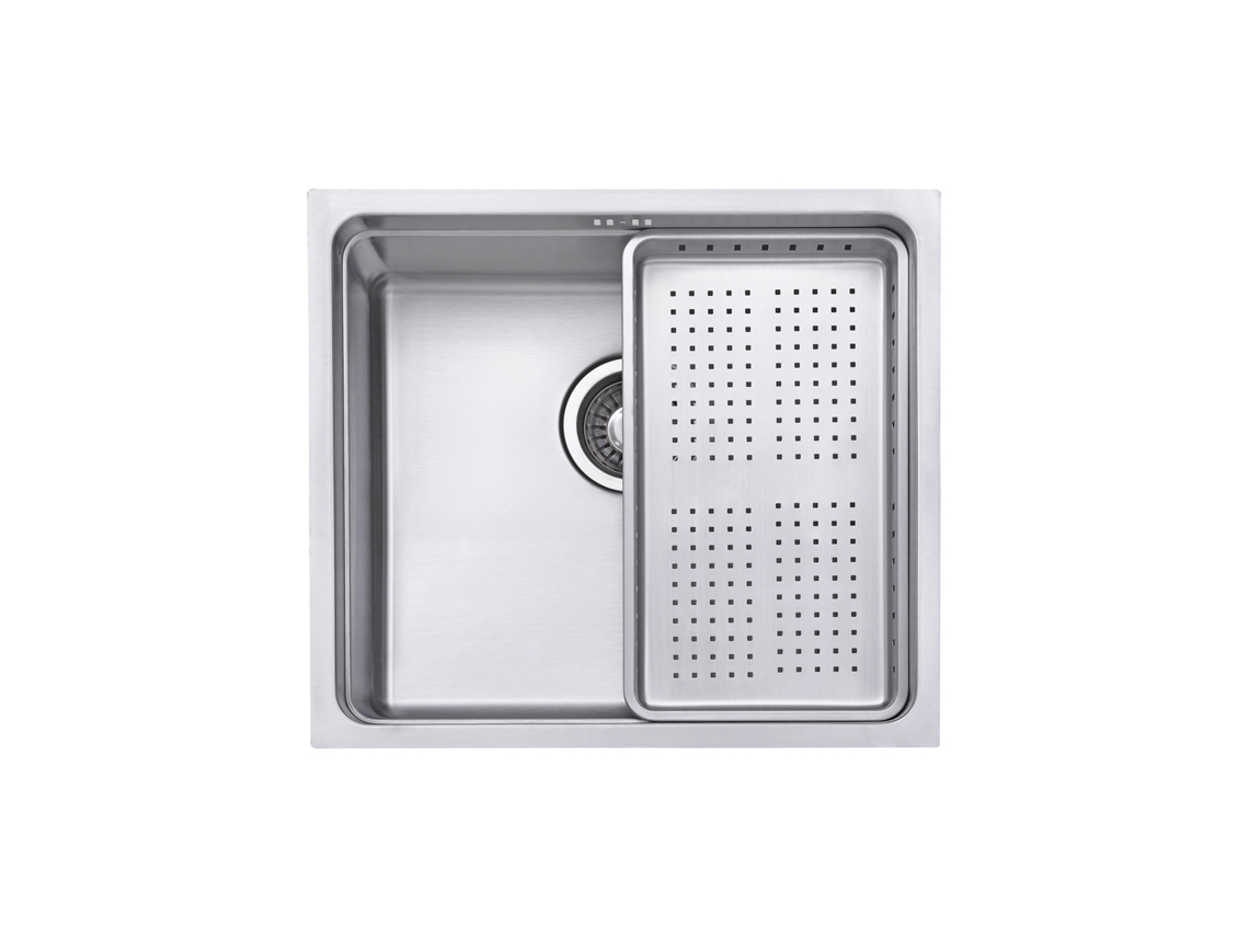 Fregadero De Cocina Un Seno Jassferry, De Acero Inoxidable 49x44 Cm Con Escurreplatos
