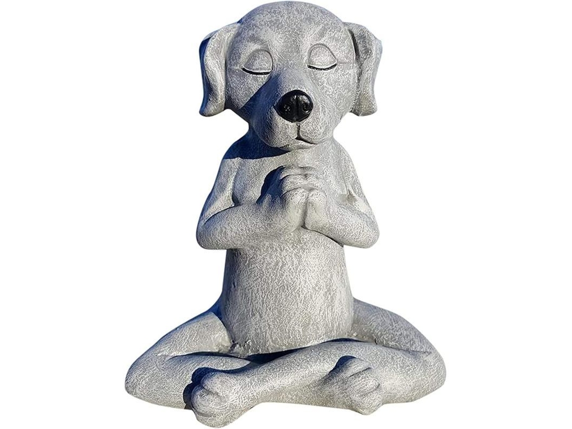 Escultura De Animales En Meditación: Perro, Rana Y Gato. Decoración Para Un Jardín O Hogar Mágico.