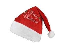 Gorro de Papá Noel de peluche 2026 con ribete blanco para niños y niñas, ideal para actividades y festivales navideños.