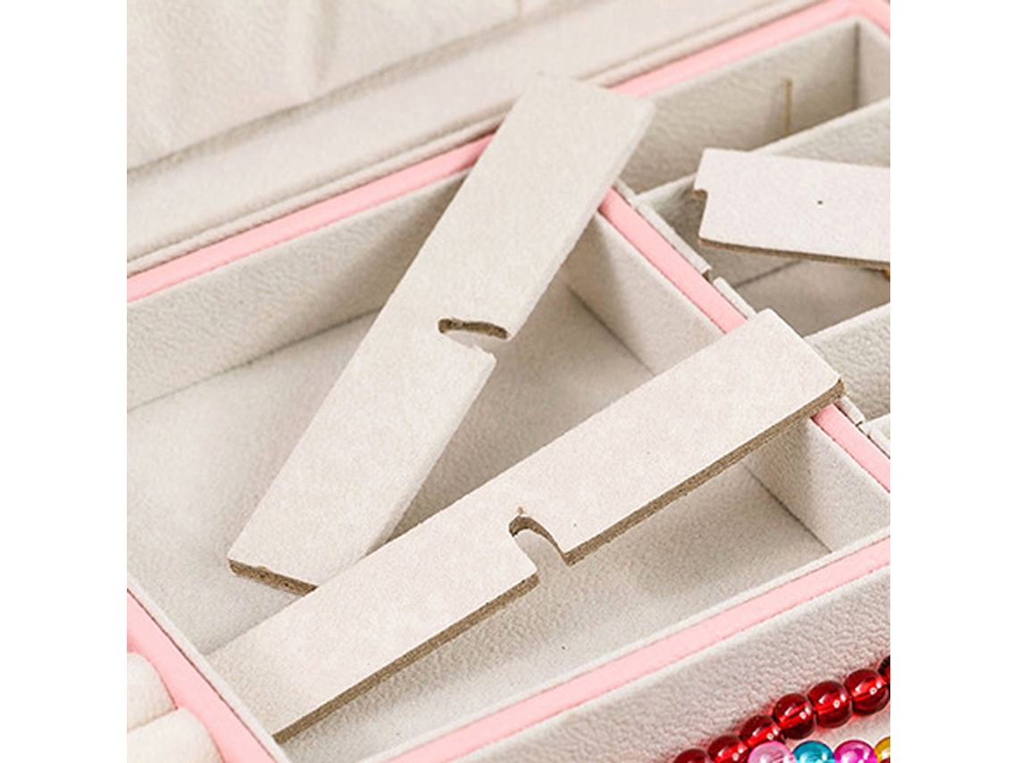 Caja De Joyería De Doble Capa De Piel Sintética Para Collares, Pendientes, Anillos Y Pulseras.