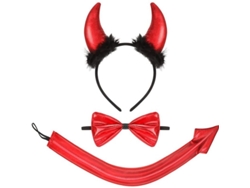 Conjunto De Accesorios Para Disfraz De Diablo Para Halloween, Suministros Creativos En Color Rojo.