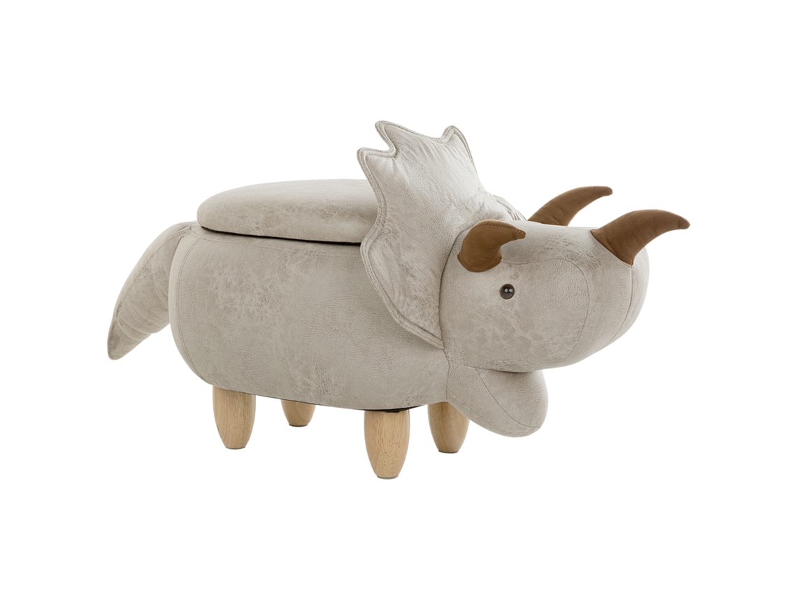 Divertido puf en forma de animal BELIANI Triceratops de Poliéster Gris 92x42x56