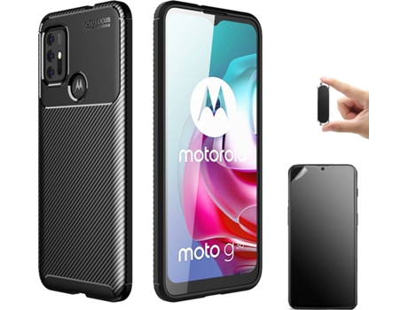 Carcasa + Protector + Soporte Motorola Moto G20 Rugged Carbon Negro BT-BK-MT