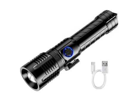 Linternas, Linterna LED súper Brillante de Altos lúmenes, Linterna táctica de Mano con 4 Modos, con Zoom, Impermeable, para Acampar al Aire Libre (...