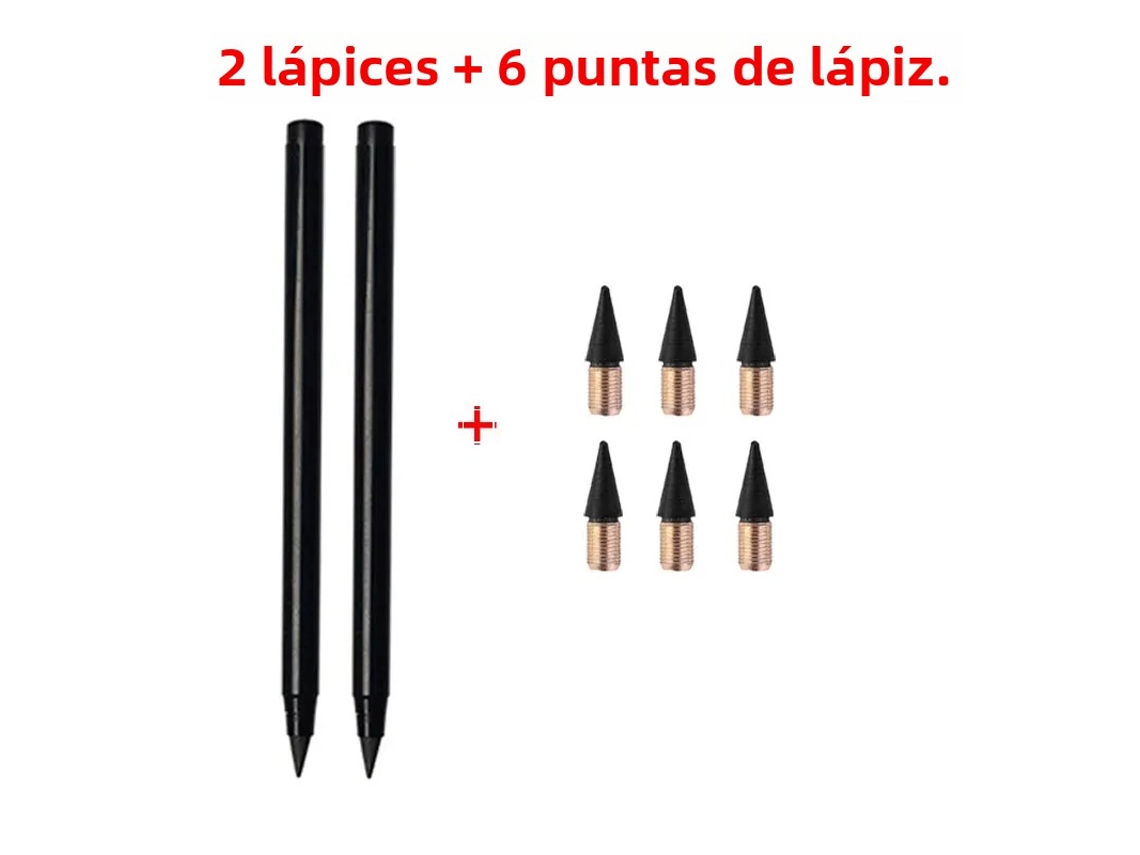 Conjunto de Lápis de Escrita Infinita, Inclui 2 Lápis e 6 Minas de Substituição, Apagáveis. MDUG (estilo B)