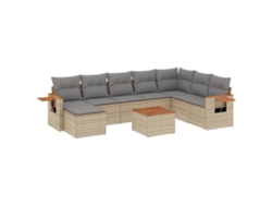 Conjunto 9 de sofás de jardín VIDAXL con cojines ratán sintético beige