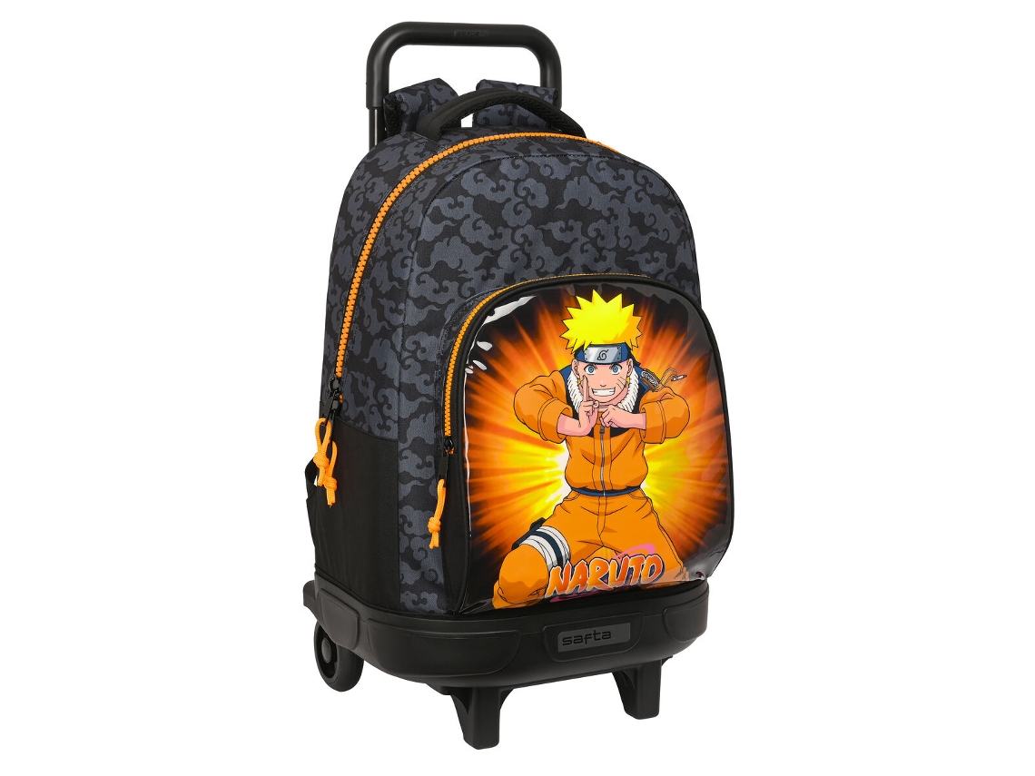 Mochila Escolar con Ruedas Naruto 33 x 45 x 22 cm Negro Naranja