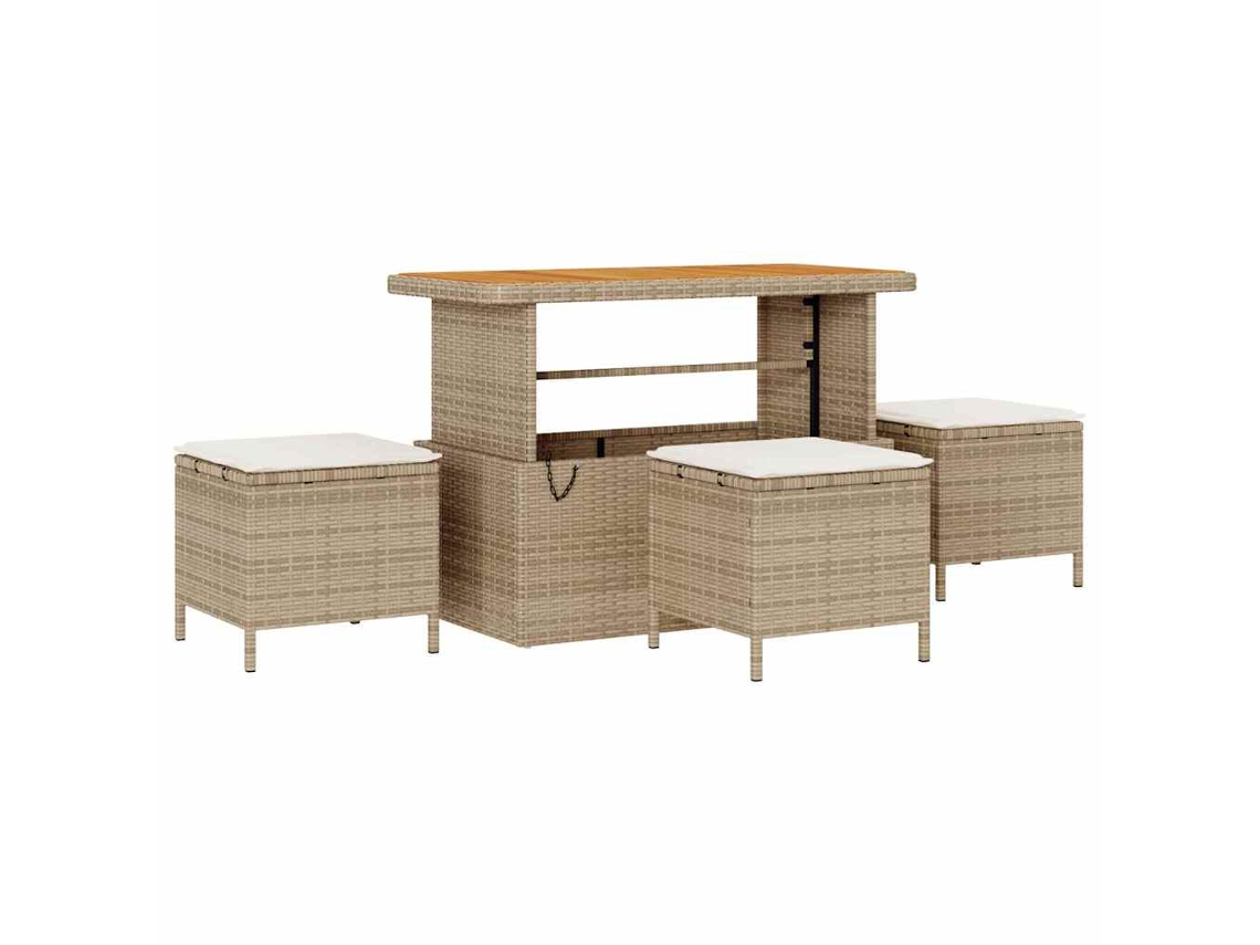 Conjunto De Comedor De Jardín | Mueble De Jardín Beige Ratán Sintético