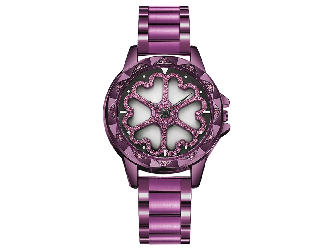 Reloj De Pulsera De Cuarzo Sanda Para Mujer, Estilo Casual Y Moderno, Con Diamantes De Imitación Morados.