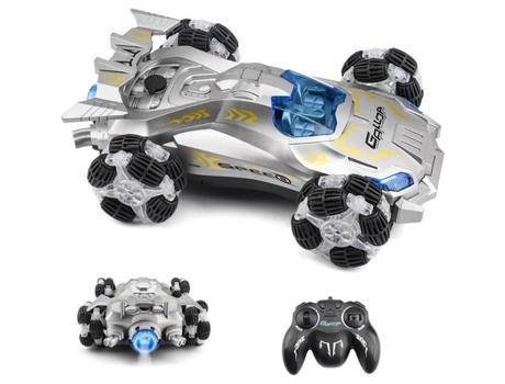 Coche de carreras con control remoto inalámbrico de 2,4G, juguete de rotación 1:12 360, regalo para niños mayores de 6 años, color gris