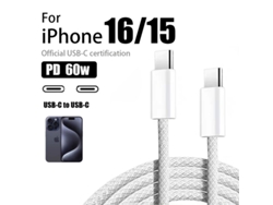 Cable De Carga Trenzado Yuysan Para Iphone 15 (tipo C A Tipo C - 200 Cm - Blanco)