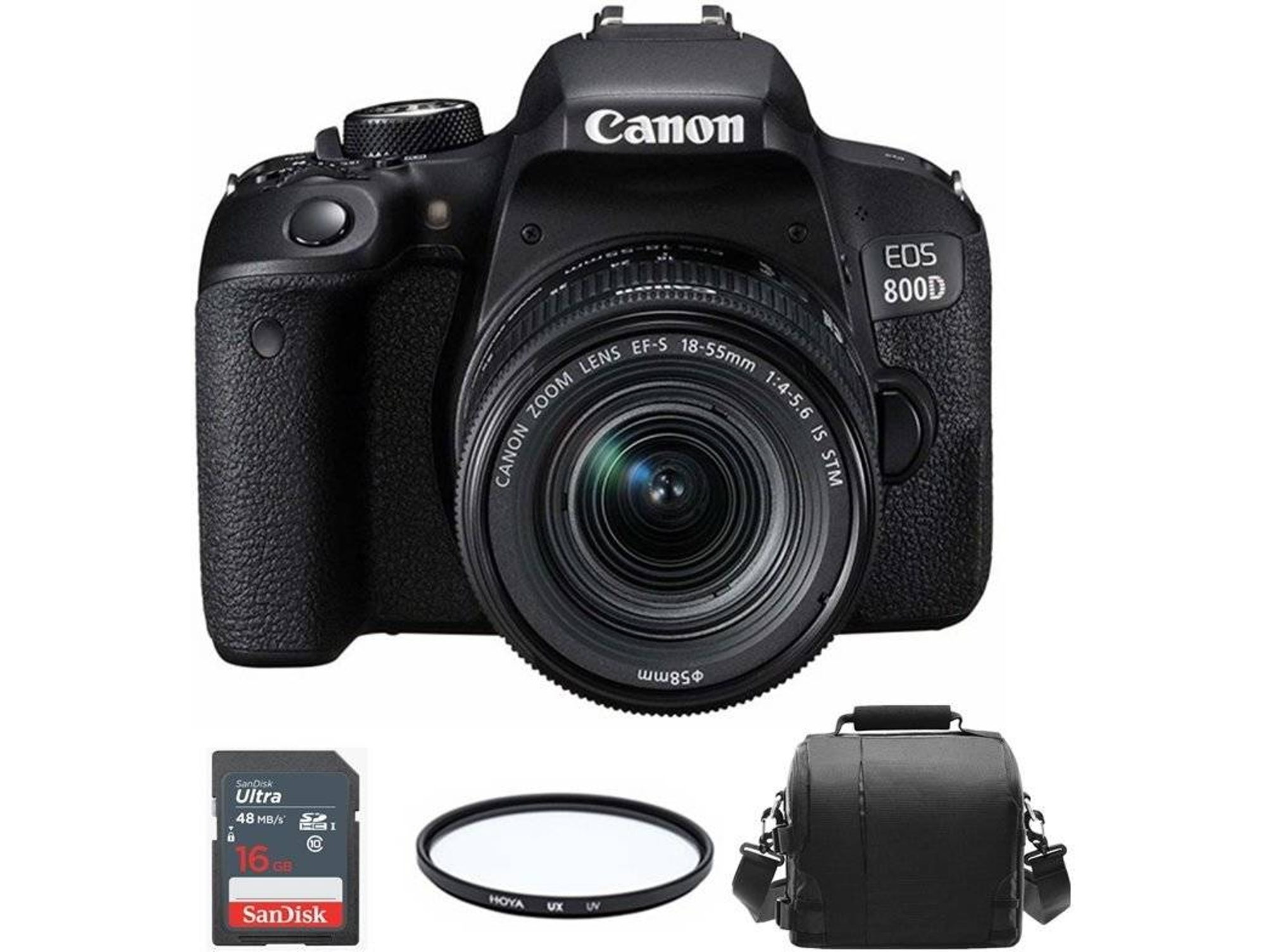 Kit Cámara Réflex CANON EOS 800D EF-S 18-55mm F4-5.6 IS STM + Bolsa + SD de 16GB + Filtro Hoya UX UV 58mm