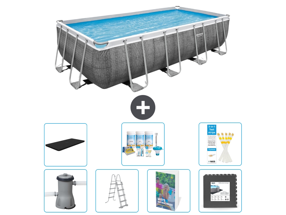 Bestway Piscina Bestway Power Steel Retangular - 488x244x122 Cm - 8-peças S581