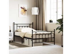 Estructura Cama Sin Colchón Con Estribo Metal Negro 107x203 Cm