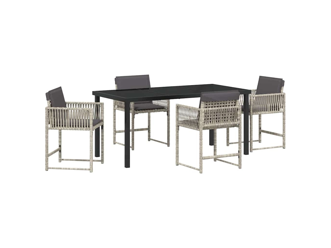 Conjunto de comedor de jardín Vidaxl de 5 piezas en ratán gris claro
