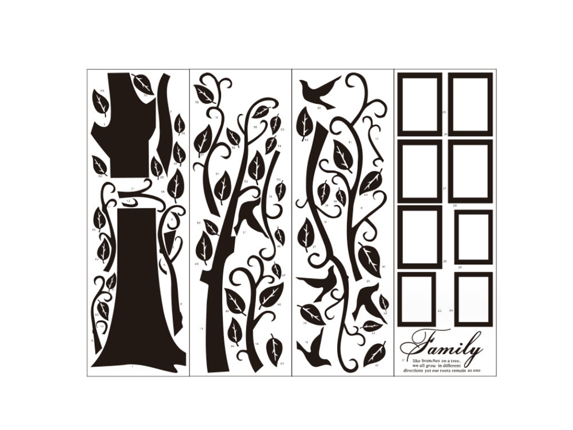 Adhesivo de pared de árbol genealógico grande, adhesivo artístico para marco de fotos DIY, color negro, para sala de estar y decoración del hogar.
