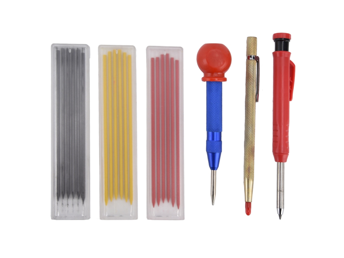 Juego De Herramientas Para Marcar Y Perforar Madera Con Bolígrafos De Grafito Metálico Y Punzón Central.