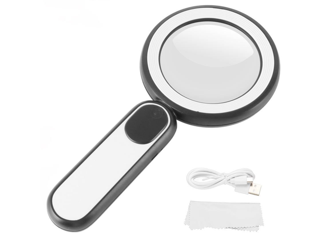2026-lupa Recargable Con Luz 8x 21 Led 3 Modos Para Niños Adultos Mayores Lectura Negro Blanco