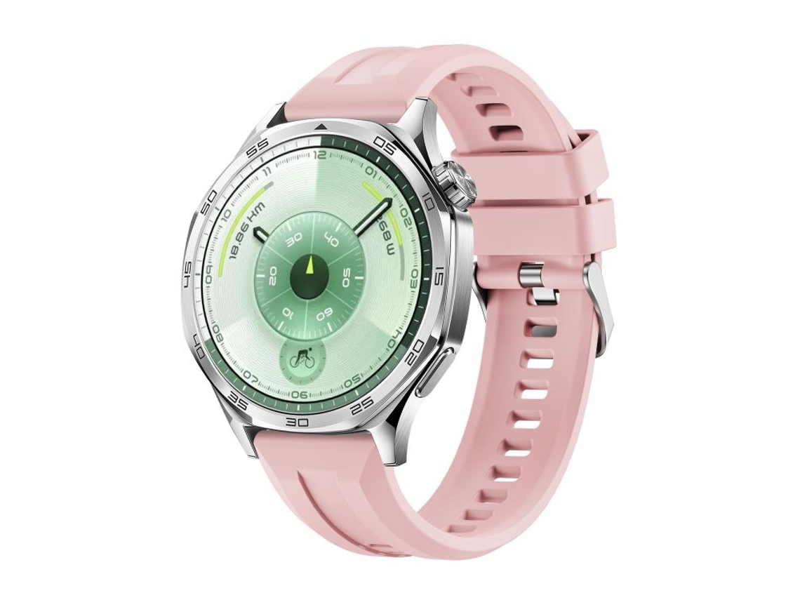 Bracelete Para Huawei Watch Gt 6 (46mm) - Silicone - Fivela Prateada De Liberação Rápida Rosa