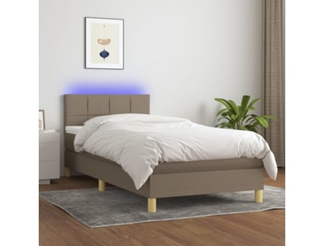 MAISON EXCLUSIVE Colchón Cama con Somier/Led 90X200Cm Tela Marrón-Gris