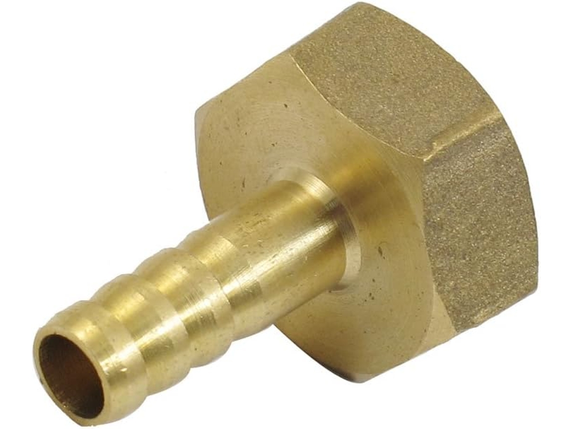 Conector recto de latón para manguera de combustible de 6 mm con rosca hembra de 1/2" CHABERLU