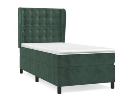 vidaXL Cama con somier y colchón 90x190 cm terciopelo verde oscuro