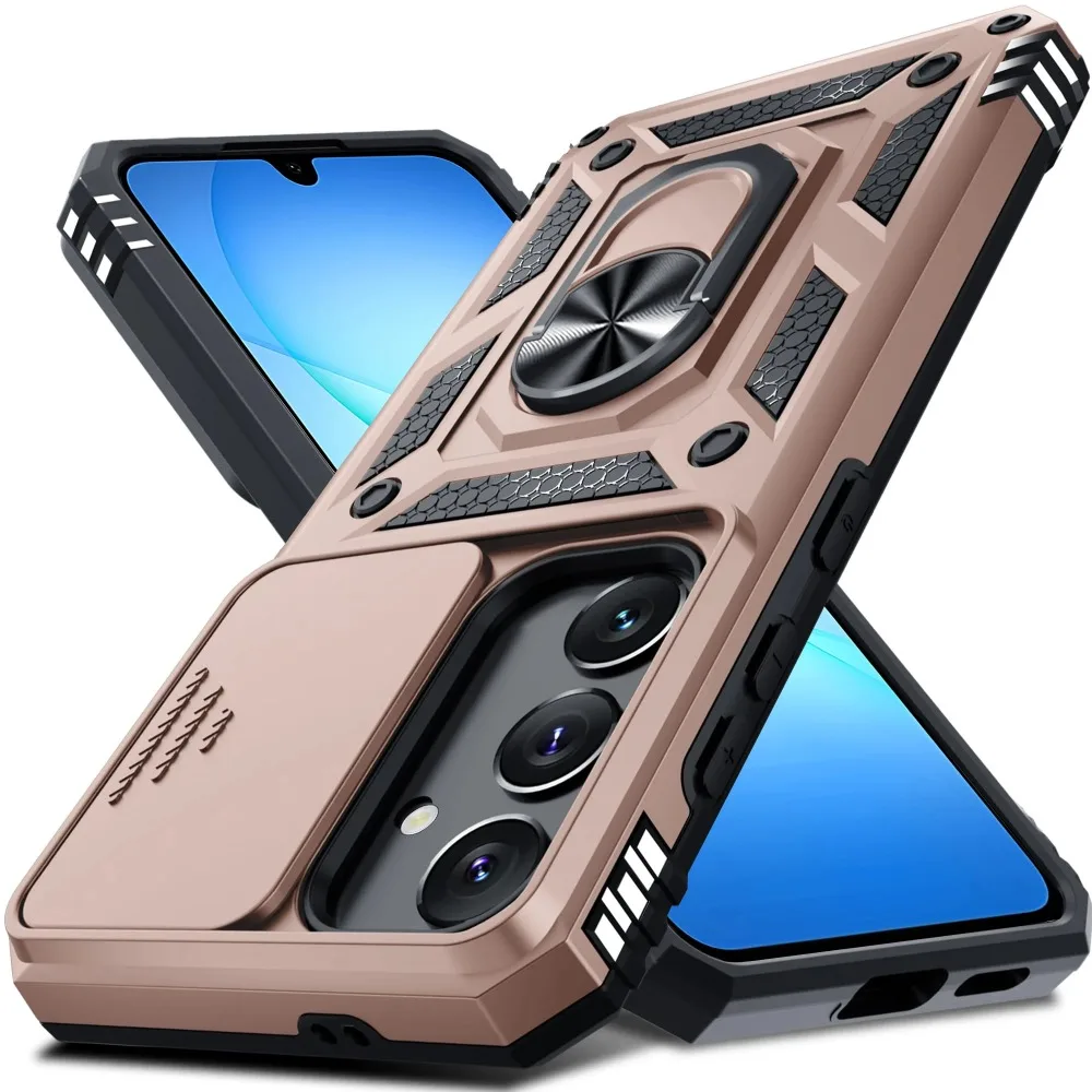 (oro Rosa, Galaxy A06) Funda Protectora Resistente Para Samsung, Con Tapa Deslizante Para La Cámara.