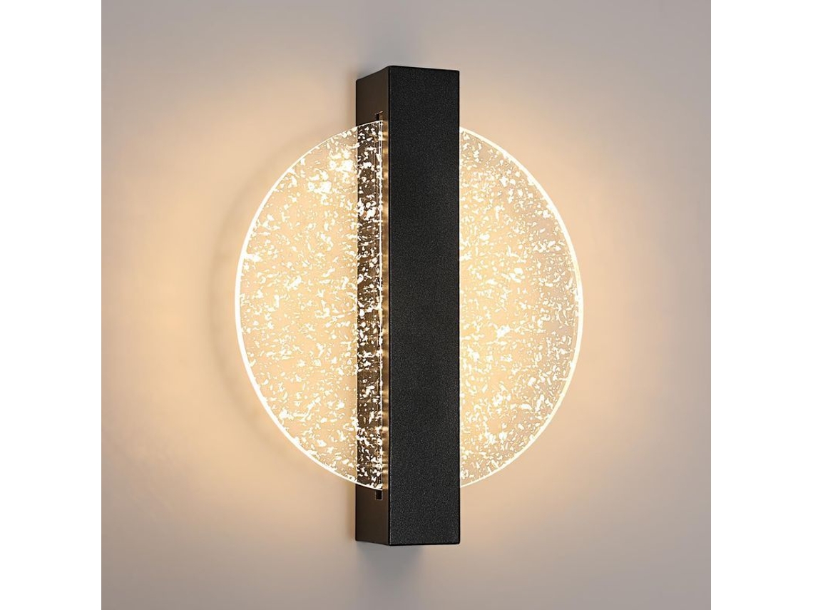 Aplique De Pared Led Ajustable De 6 W, Diseño Moderno De Aluminio Para Interiores, 3000 K-6500 K, 1500 Lúmenes, Acrílico Redondo Negro.