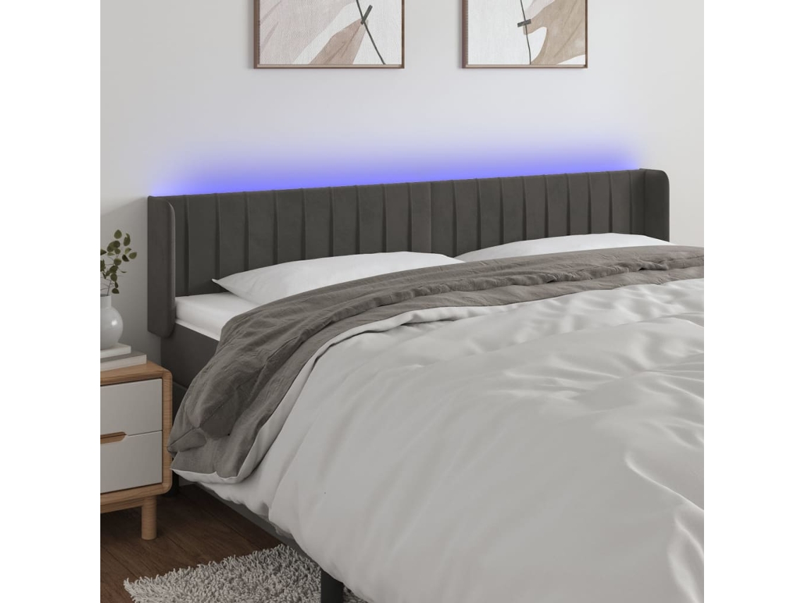 Cabecero Con Led De Terciopelo Gris Oscuro 203x16x78/88 Cm
