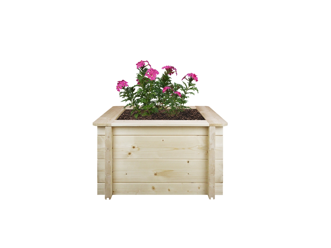 Jardinera Elevada TIMBELA M616 Madera de Pino Maciza y Abeto 28 mm (58 x 58 x 35 cm - Marrón)