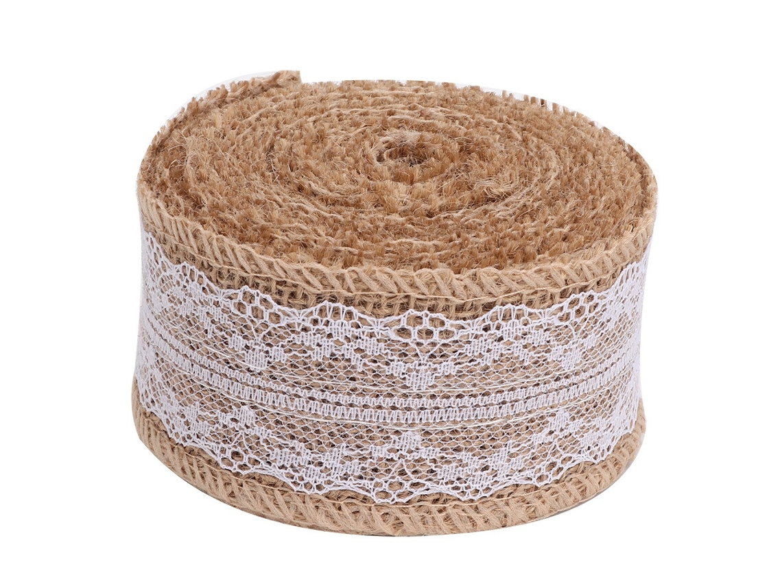 2 rollos de 5 m de hermosos adornos de encaje de lino para el hogar, Navidad, bodas y accesorios de bricolaje Kofihety