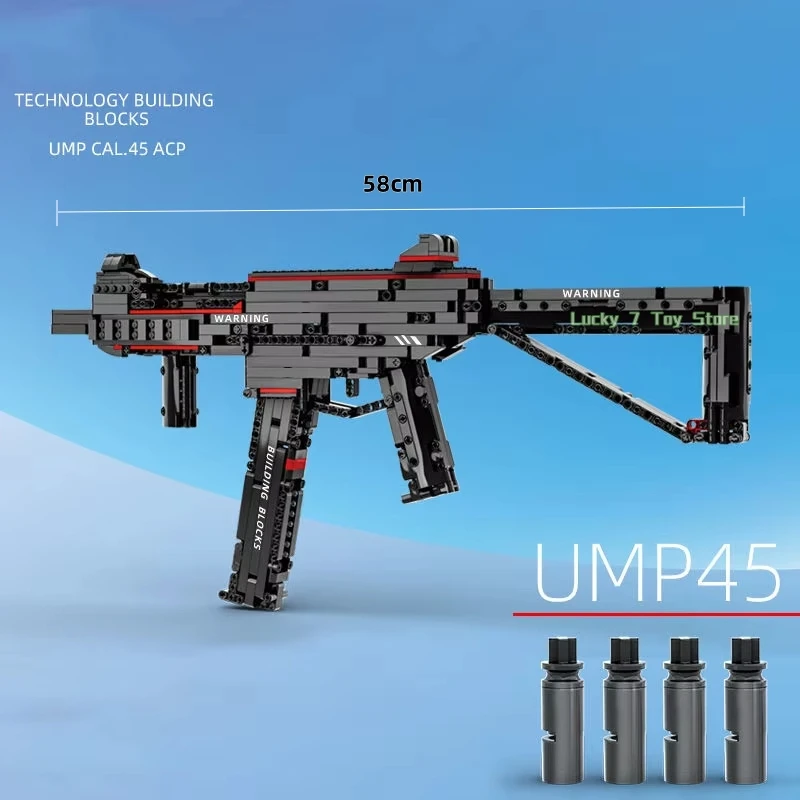 (950 Piezas) Pistola De Bloques De Construcción De La Serie Militar Ump45 Compatible Con Munición