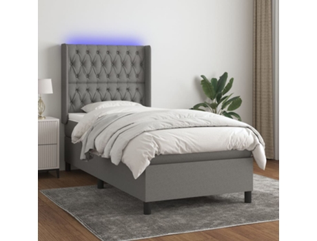MAISON EXCLUSIVE Cama con somier con colchón y LED 90x190 cm Tela gris oscuro